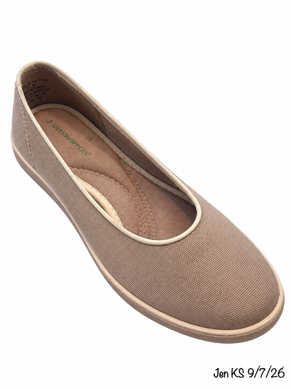 Grasshoppers Canvas Ballet Flats Women’s 6.5M Beige Taupe Comfort Shoes NWOT